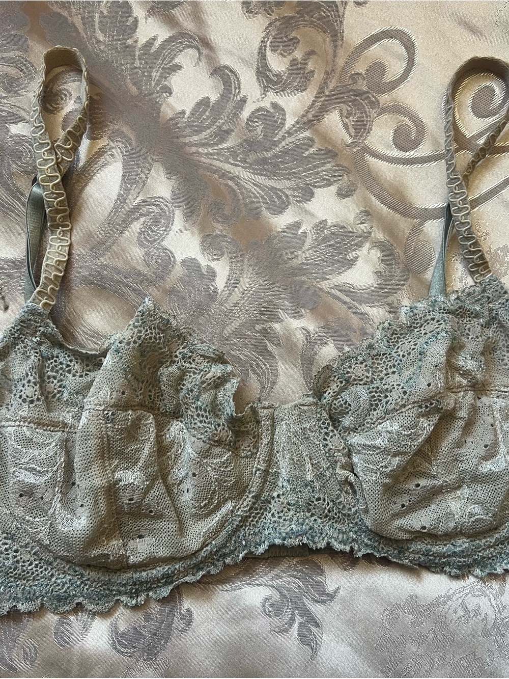 Elle Macpherson Intimates Vintage Sage Lace Underwire Bra Y2K